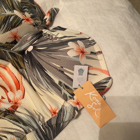 Kona Sol one piece medium 8 to 10 floral print bathing suit strapless slimming - Picture 6 of 13